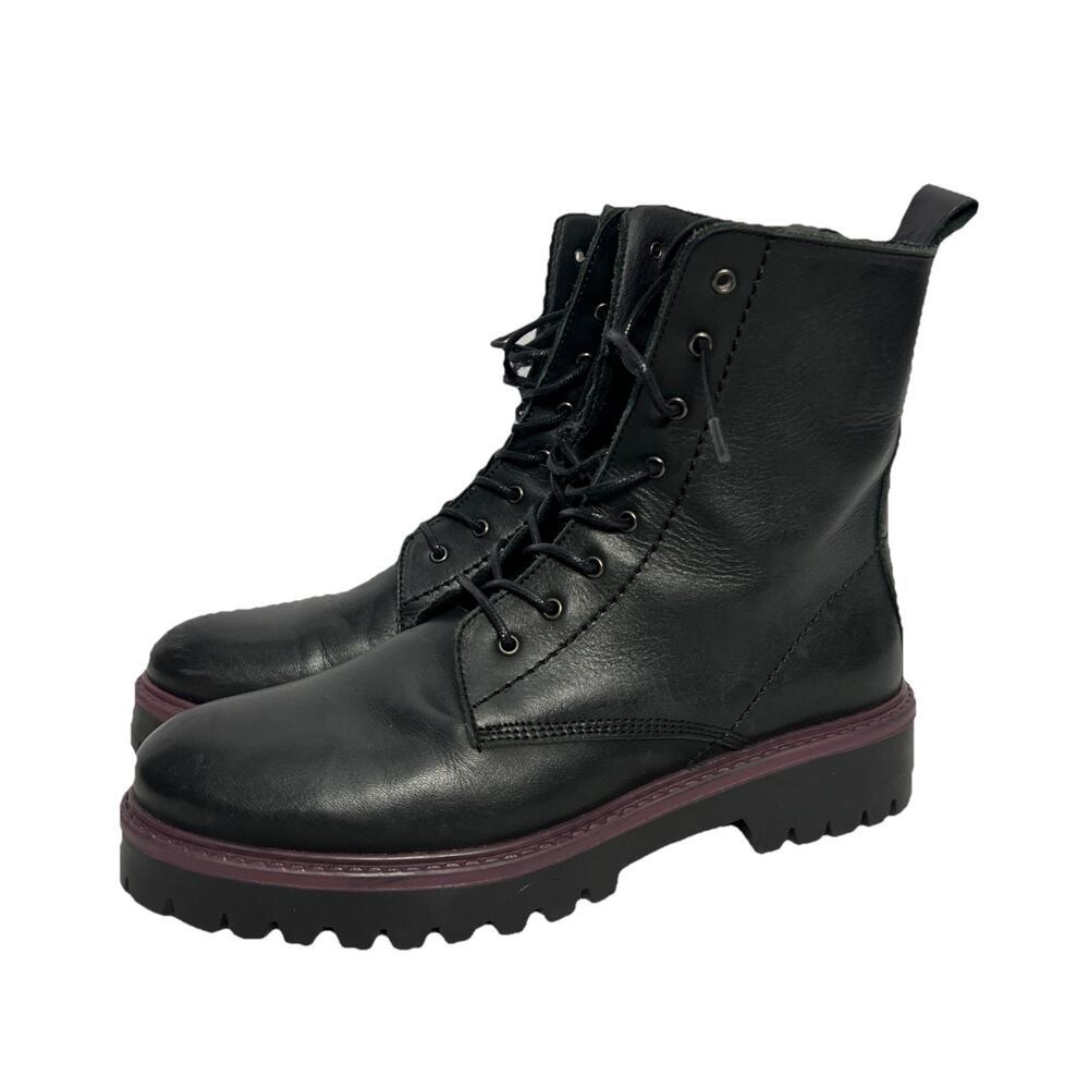 ENZO Tesoti Black Leather Laced Ankle Boots Womens Size 9 Made in Spain